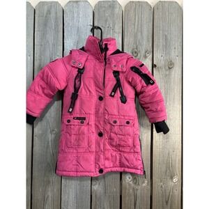 Canada Weathergear Girls Hooped 3T Pink Puffer Parka Coat Some Staining
